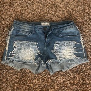 Distressed Light-Wash Shorts